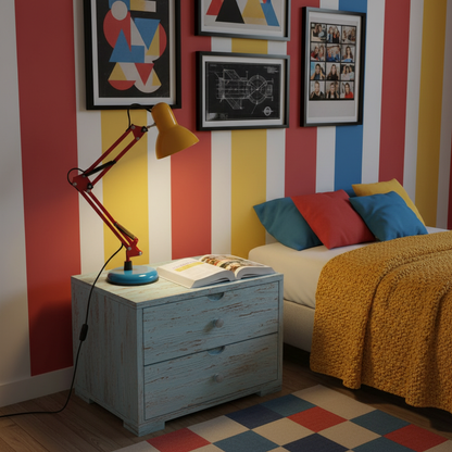 Lampe de table réglable Solène Memphis avec design color block