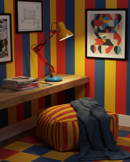 Lampe de table réglable Solène Memphis avec design color block