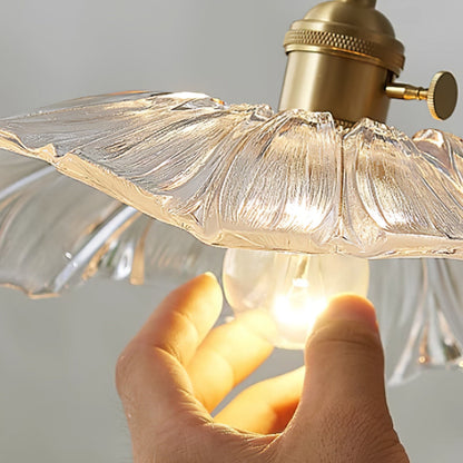 Suspension Élodie Fleur, Abat-jour en verre avec prise intégrée