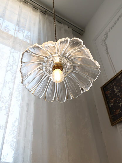 Suspension Élodie Fleur, Abat-jour en verre avec prise intégrée