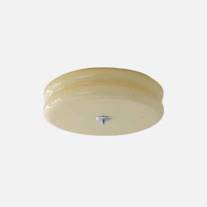 Plafonnier Élise en verre français, surface de montage beige