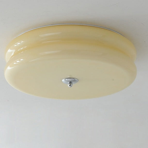 Plafonnier Élise en verre français, surface de montage beige