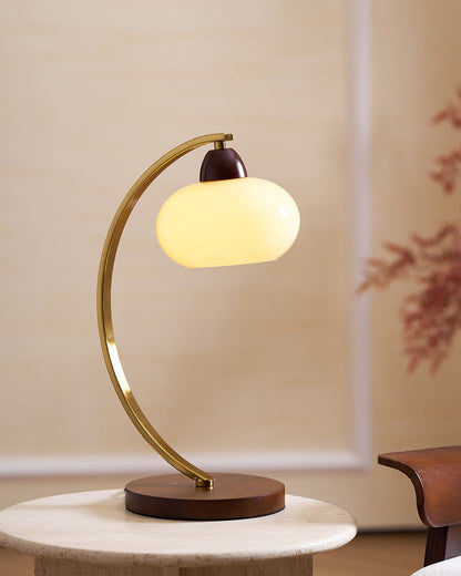 Lampe de table Lucienne en verre vintage avec base en bois