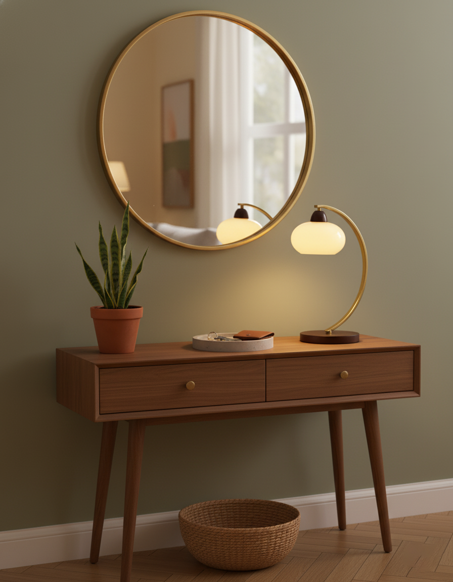 Lampe de table Lucienne en verre vintage avec base en bois