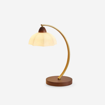 Lampe de table Lucienne en verre vintage avec base en bois