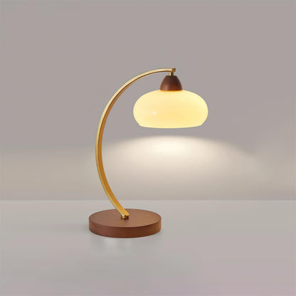 Lampe de table Lucienne en verre vintage avec base en bois