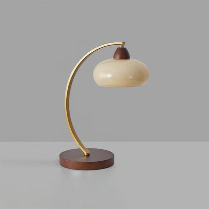 Lampe de table Lucienne en verre vintage avec base en bois