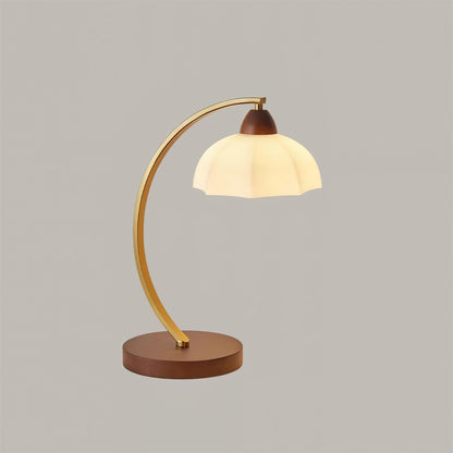 Lampe de table Lucienne en verre vintage avec base en bois