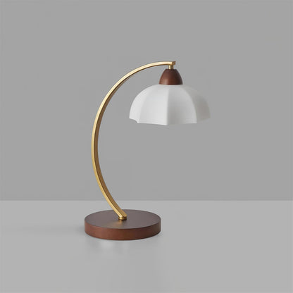 Lampe de table Lucienne en verre vintage avec base en bois