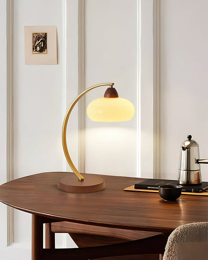 Lampe de table Lucienne en verre vintage avec base en bois