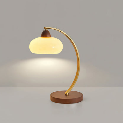 Lampe de table Lucienne en verre vintage avec base en bois