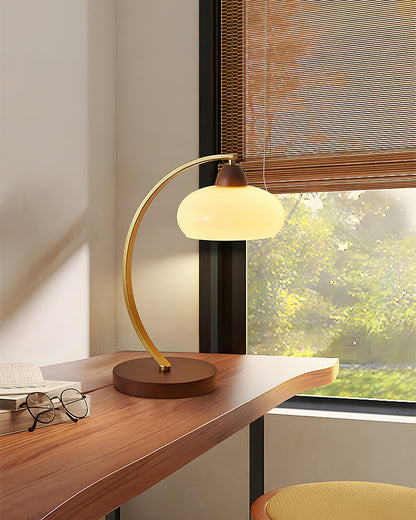 Lampe de table Lucienne en verre vintage avec base en bois