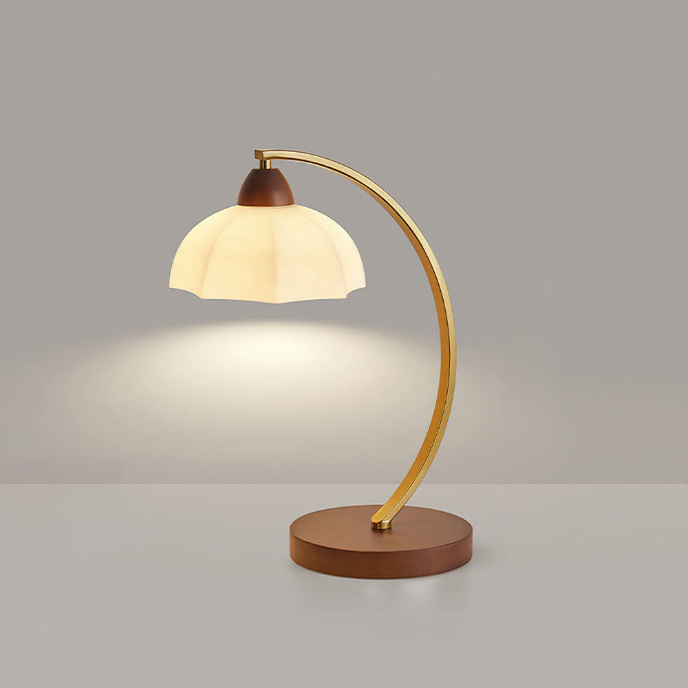 Lampe de table Lucienne en verre vintage avec base en bois