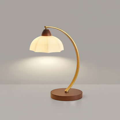 Lampe de table Lucienne en verre vintage avec base en bois