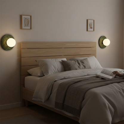 Aurélie Marble Orb Wall Lamp with Green Stone Backplate