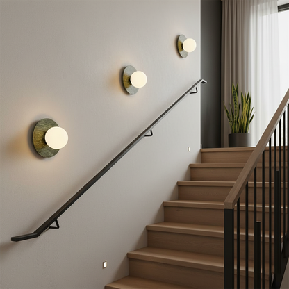 Aurélie Marble Orb Wall Lamp with Green Stone Backplate