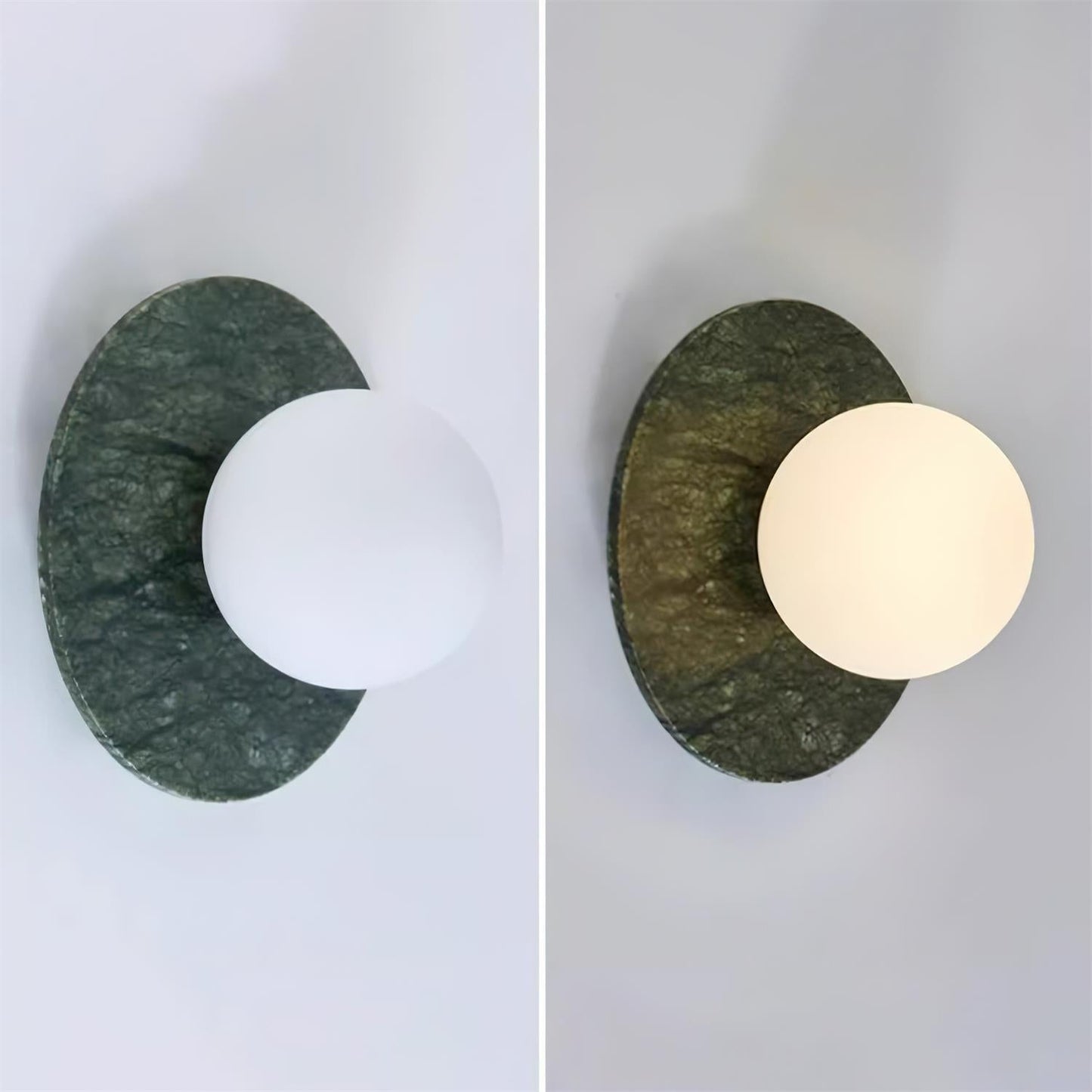 Aurélie Marble Orb Wall Lamp with Green Stone Backplate