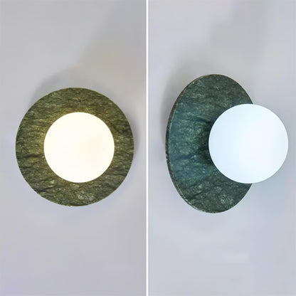 Aurélie Marble Orb Wall Lamp with Green Stone Backplate