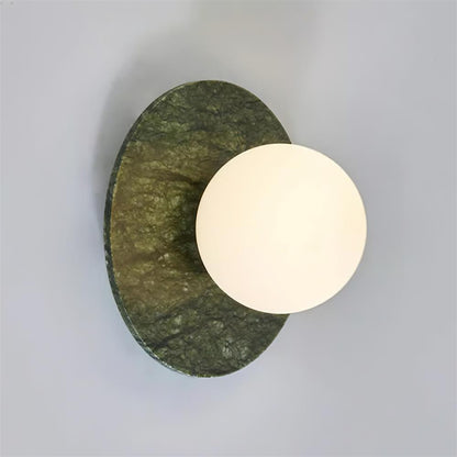 Aurélie Marble Orb Wall Lamp with Green Stone Backplate