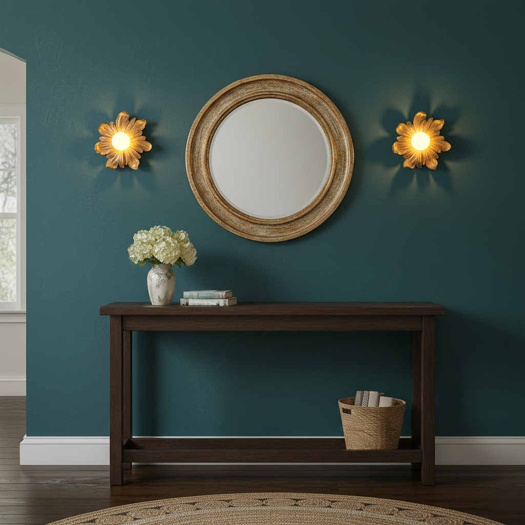 Applique murale en résine Camille avec motif floral et éclairage doux