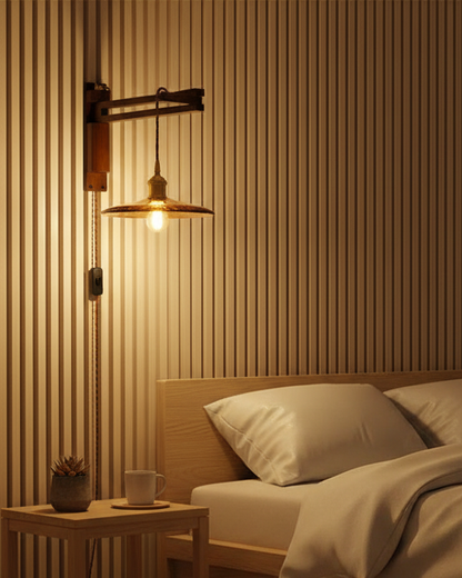 Madeleine Vintage Plug-In Wall Lamp with Adjustable Arm and Frosted Glass