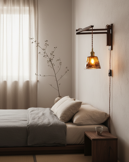 Madeleine Vintage Plug-In Wall Lamp with Adjustable Arm and Frosted Glass