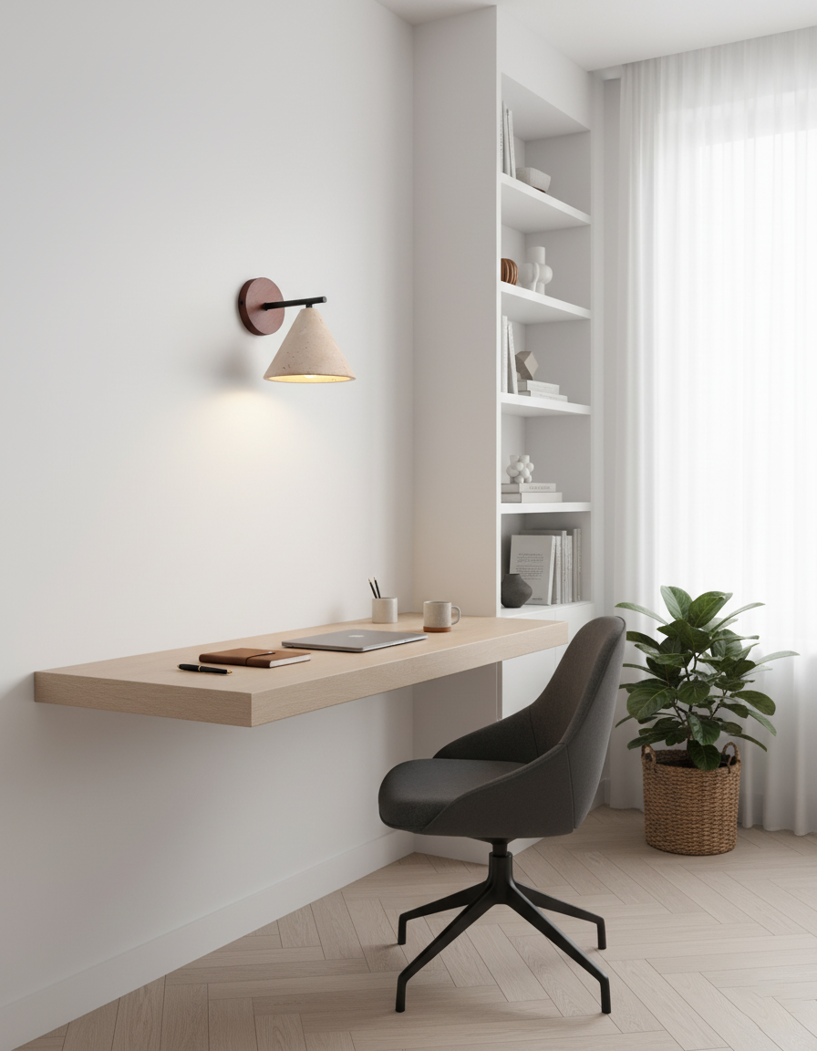 Margaux Finley Wall Lamp Wood and Travertine LED Lighting