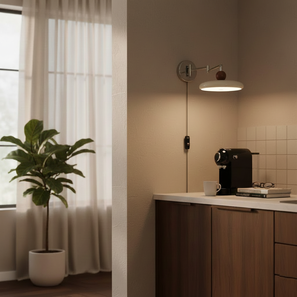 Applique Élise Loa avec Prise, Lampe Murale Moderne en Métal et Acrylique à LED