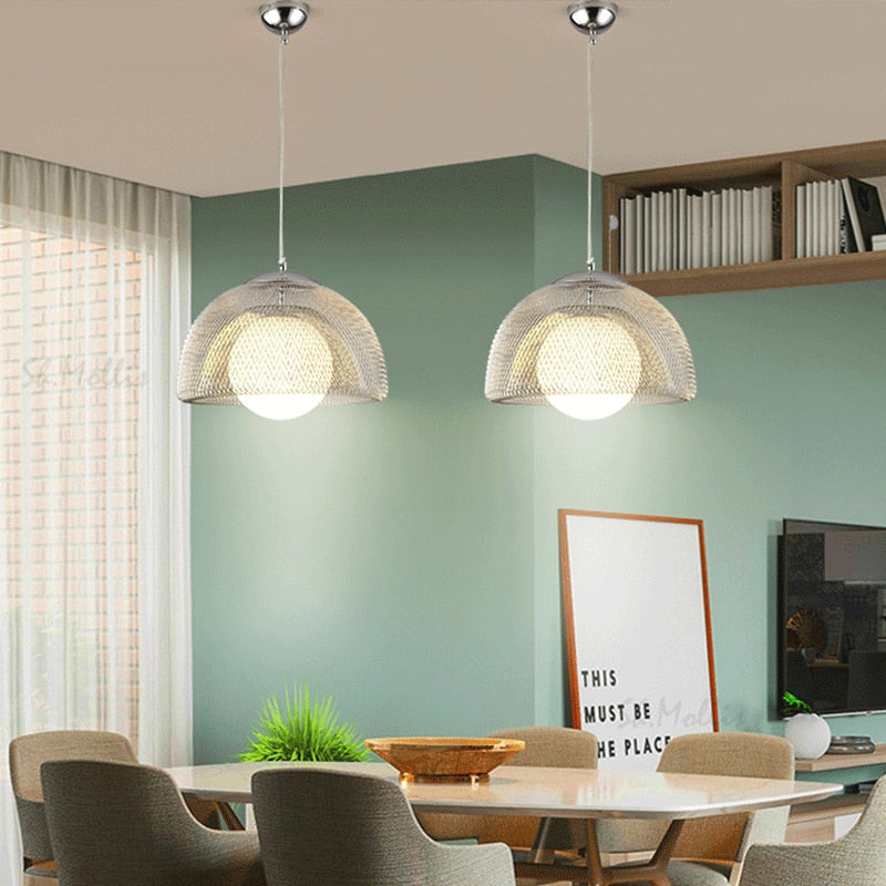 Élise Cocoon Net Metal LED Pendant Light Gold Chrome Modern Luxury Fixture