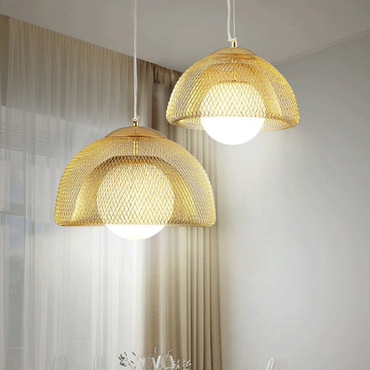 Élise Cocoon Net Metal LED Pendant Light Gold Chrome Modern Luxury Fixture