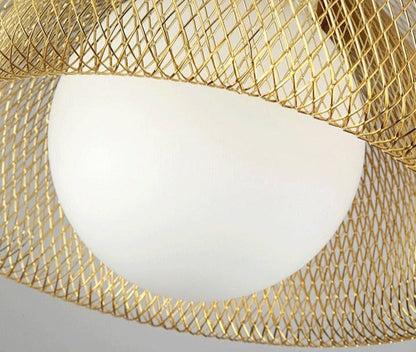 Élise Cocoon Net Metal LED Pendant Light Gold Chrome Modern Luxury Fixture