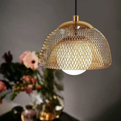 Élise Cocoon Net Metal LED Pendant Light Gold Chrome Modern Luxury Fixture