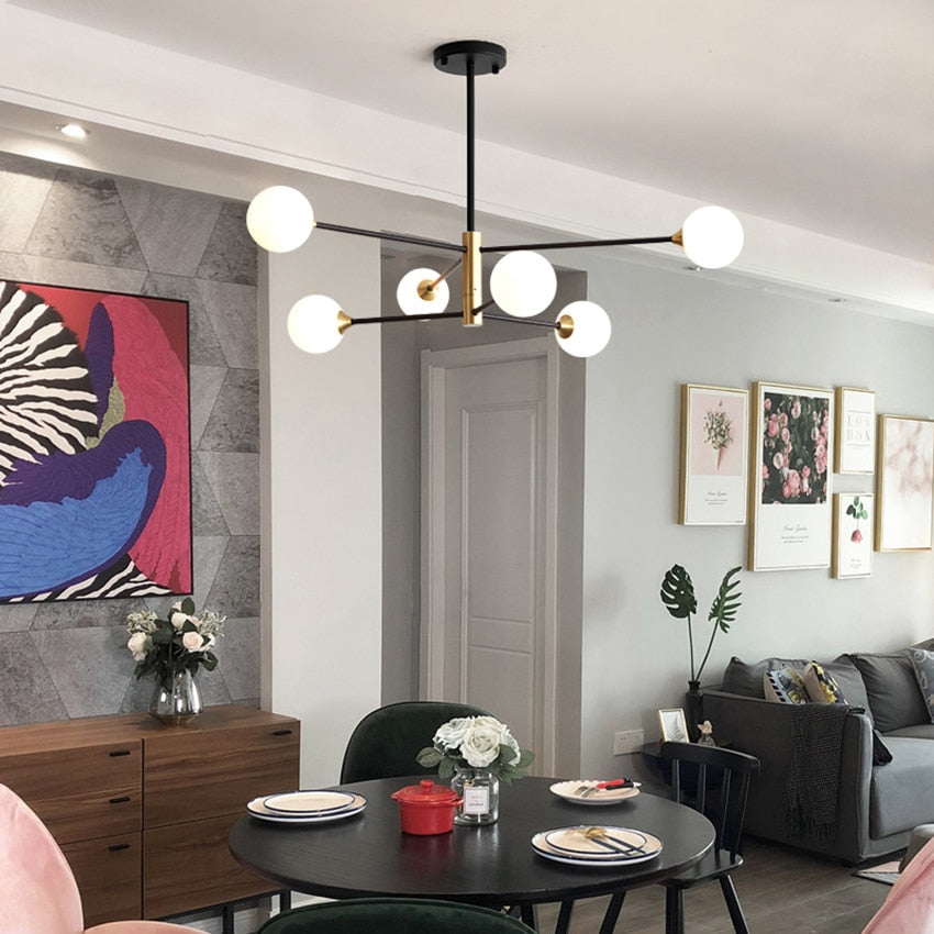 Amélie Glass Bulb Metal LED Chandelier Pendant Light Modern Semi Flush Fixture