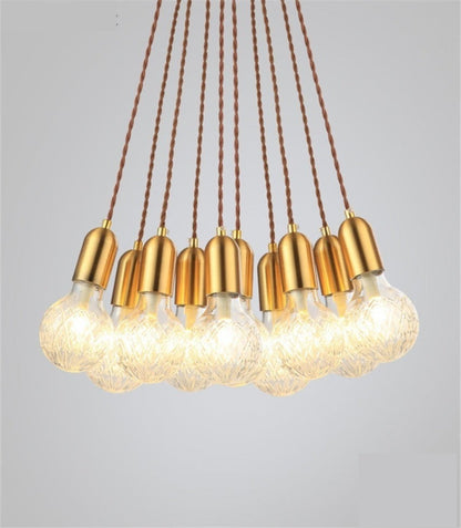 Camille Minimal Gold Crystal Glass LED Pendant Light Twisted Cord Fixture