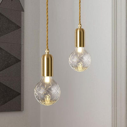 Camille Minimal Gold Crystal Glass LED Pendant Light Twisted Cord Fixture