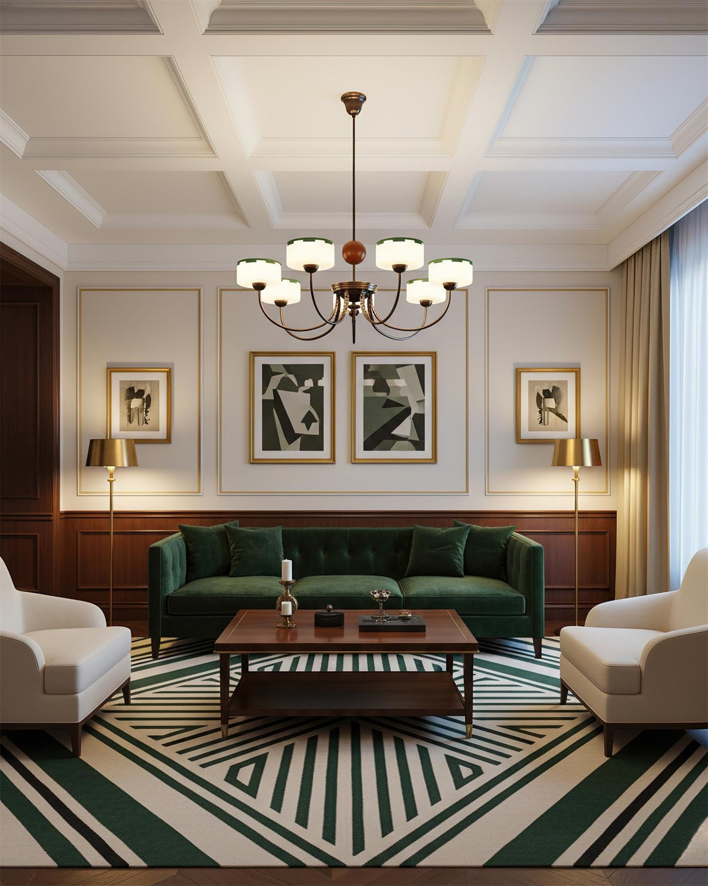 Lustre moderne arche Sophie Green Glass