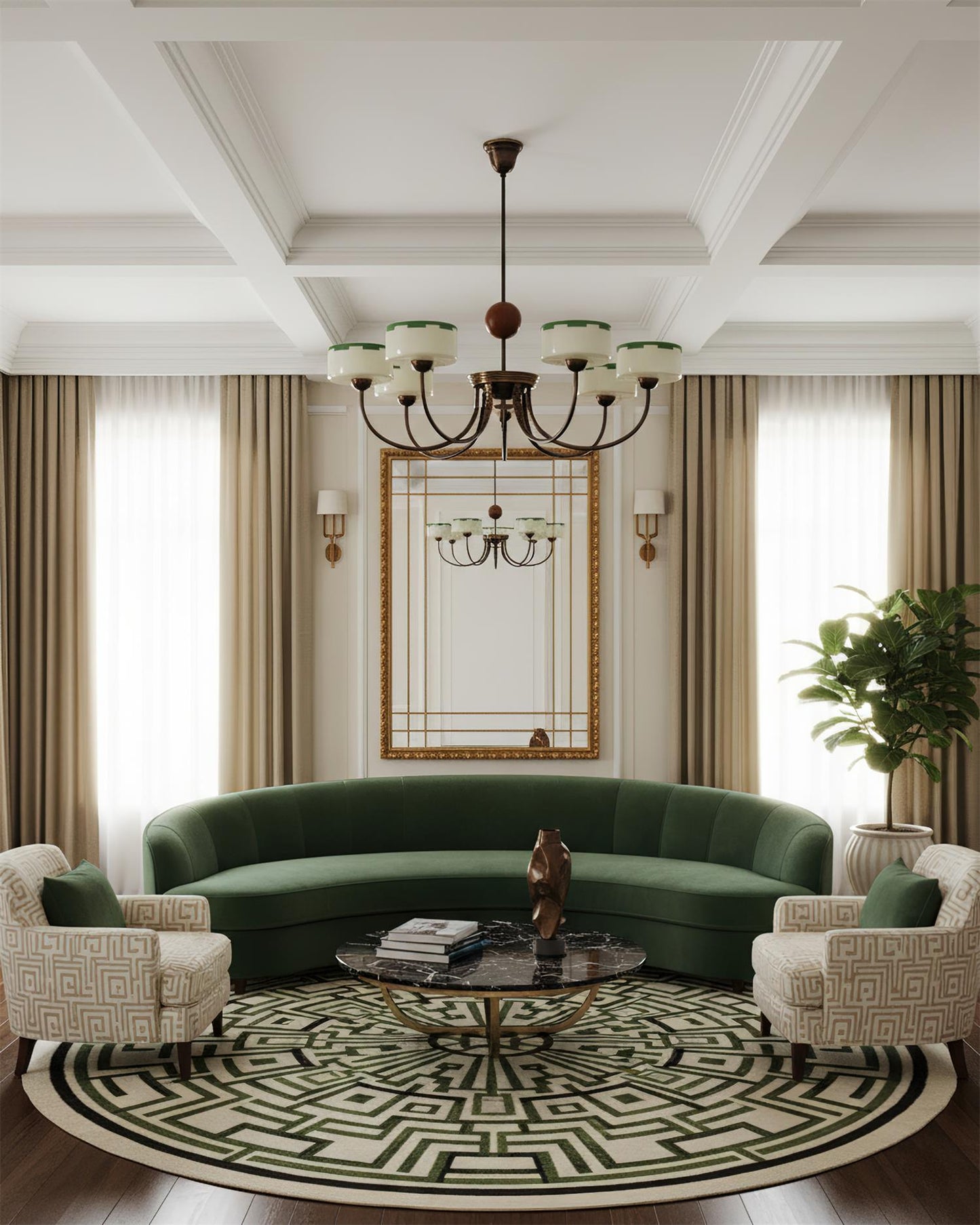 Lustre moderne arche Sophie Green Glass