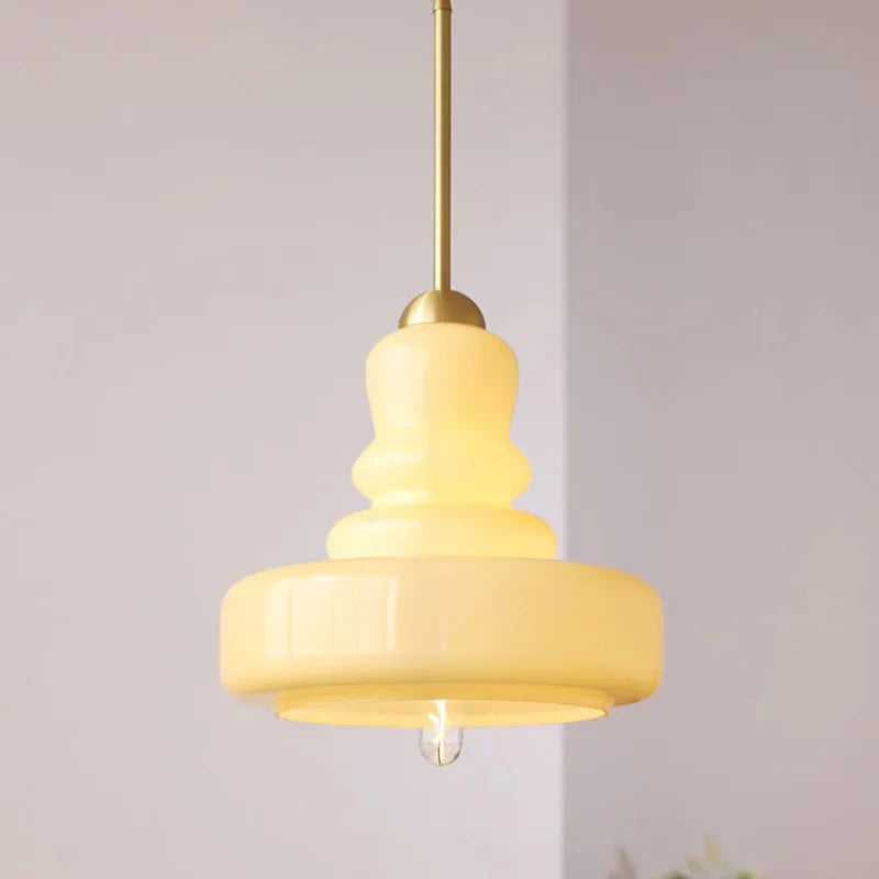 Suspension Élise en verre vintage en forme de gourde avec accent en laiton