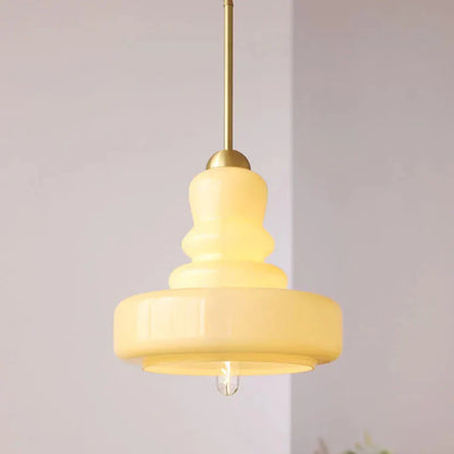 Suspension Élise en verre vintage en forme de gourde avec accent en laiton