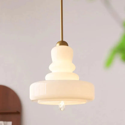 Suspension Élise en verre vintage en forme de gourde avec accent en laiton
