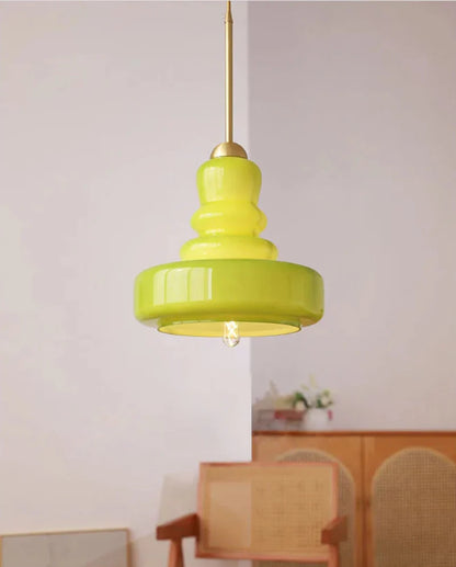 Suspension Élise en verre vintage en forme de gourde avec accent en laiton