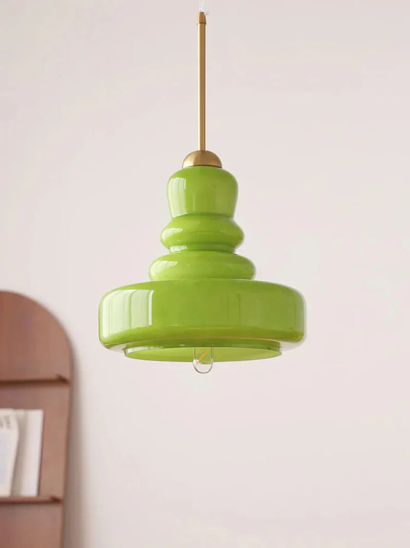 Suspension Élise en verre vintage en forme de gourde avec accent en laiton