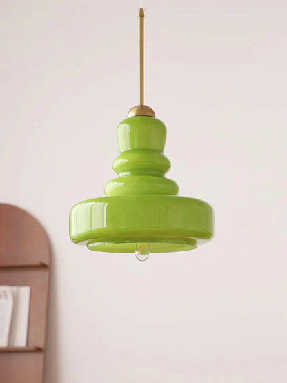 Suspension Élise en verre vintage en forme de gourde avec accent en laiton