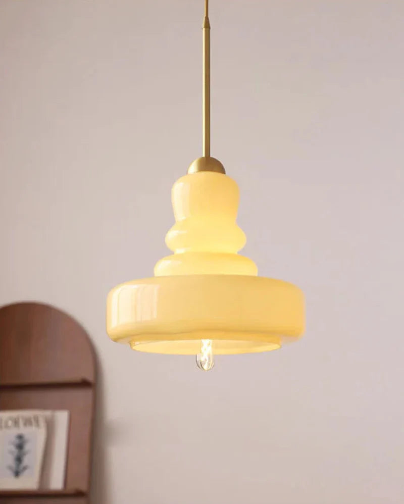 Suspension Élise en verre vintage en forme de gourde avec accent en laiton