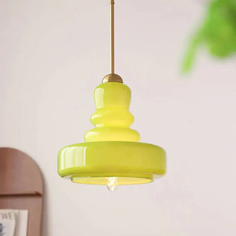 Suspension Élise en verre vintage en forme de gourde avec accent en laiton