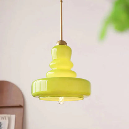 Suspension Élise en verre vintage en forme de gourde avec accent en laiton