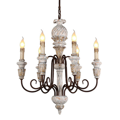 Colette Rustic White Wooden Chandelier for Elegant Interiors