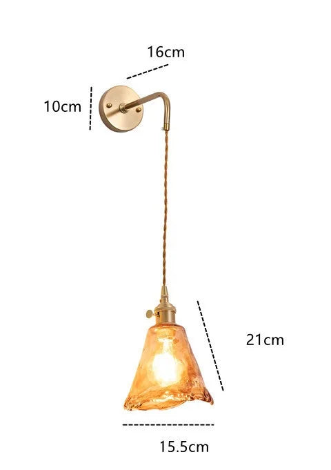 Applique murale Claire Amber en verre, style japonais moderne