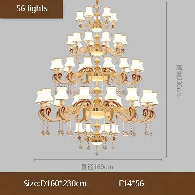 Big Crystal Chandelier for Duplex Villa and Hotel Lobby Lighting