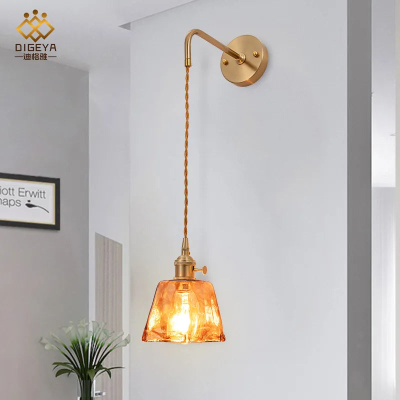 Applique murale Claire Amber en verre, style japonais moderne